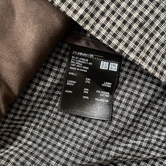 ***SOLD*** Ines De La Fressange Paris x Uniqlo | Linen Cotton Checkered  Blazer - Picture 5 of 13